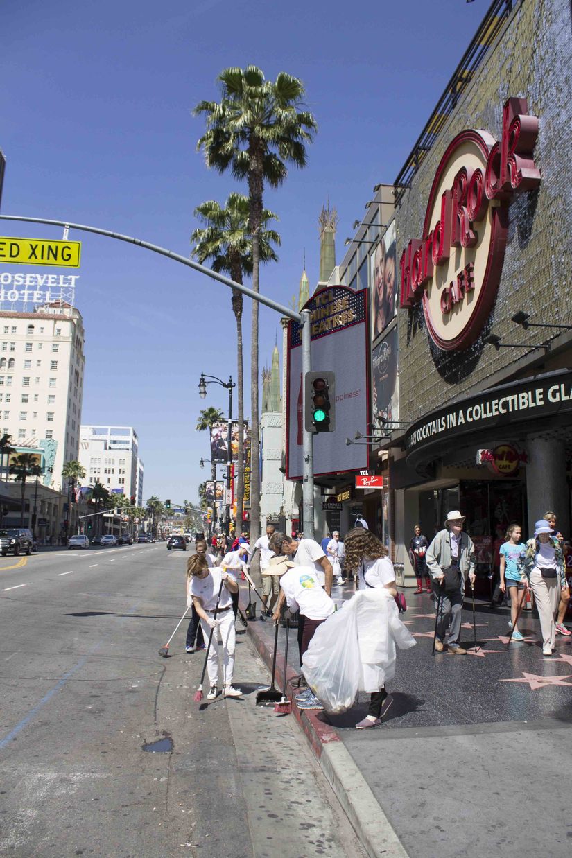 Cleaning the streets of Hollywood Boulevard!